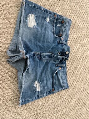 Madewell Distressed Light Blue Denim Cutoff Shorts